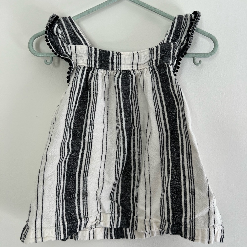 Carter's Black and White Striped Blouse with Ruffle Detail